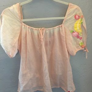 Vintage 90's blouse with adorable fruit embroidery